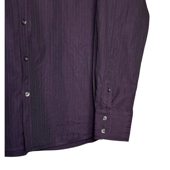 Theory Klaus Mens Shirt Long Sleeve Button Up Vertical Striped Size Large Purple - Picture 4 of 9